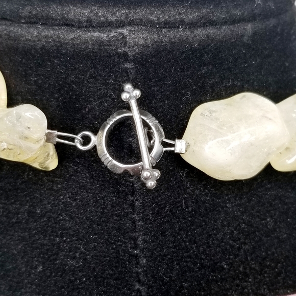 Polished Quartz Necklace w/ Turquoise Pendant - Picture 7 of 10